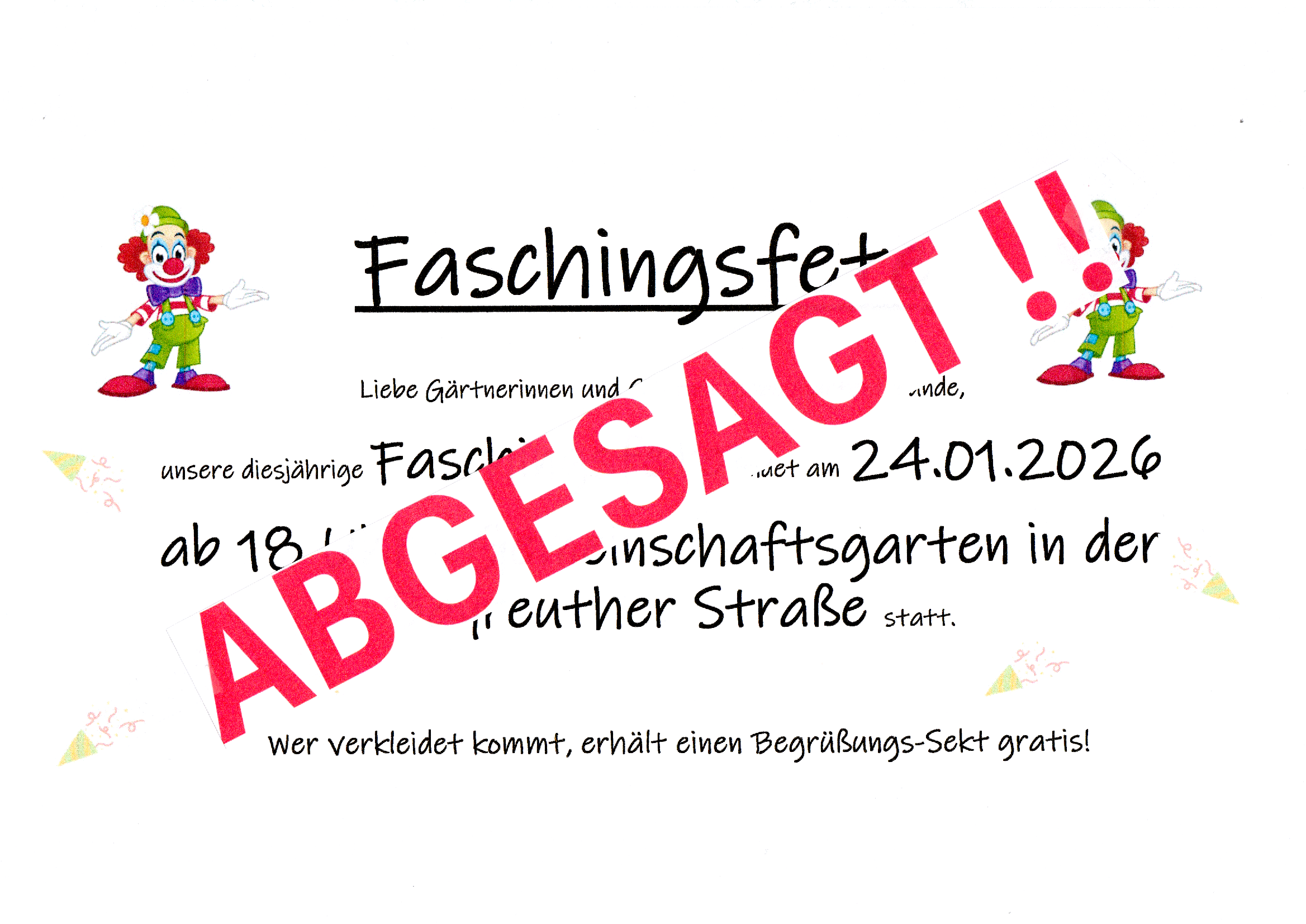 Aushang Fasching